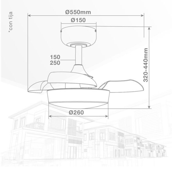 Ventilador techo Nacala con luz CCT regulable y mando Ø55 3 aspas retráctiles DC Blanco - Imagen 9