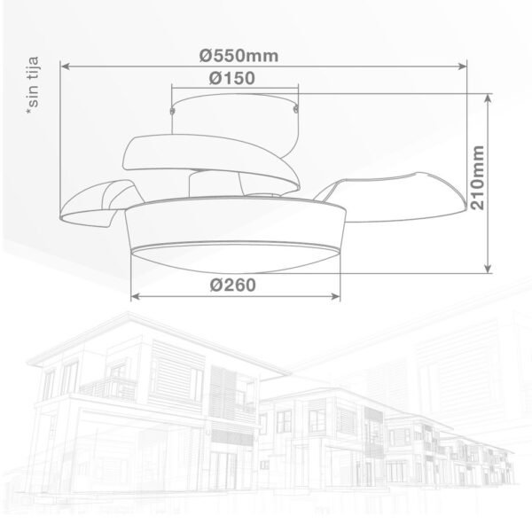 Ventilador techo Nacala con luz CCT regulable y mando Ø55 3 aspas retráctiles DC Blanco - Imagen 10