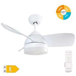 Ventilador techo Namuno con luz CCT regulable y mando Ø71 3 aspas DC Blanco