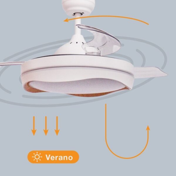 Ventilador techo Nicosia con luz CCT regulable y mando Ø107 3 aspas retráctiles DC Blanco - Imagen 3
