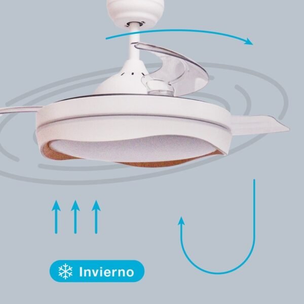 Ventilador techo Nicosia con luz CCT regulable y mando Ø107 3 aspas retráctiles DC Blanco - Imagen 4