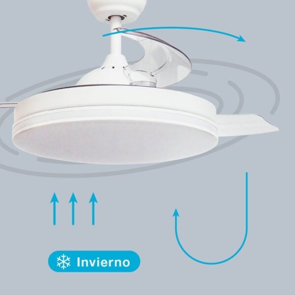 Ventilador techo Oliveri con luz CCT regulable y mando Ø107 3 aspas retráctiles DC Blanco - Imagen 6