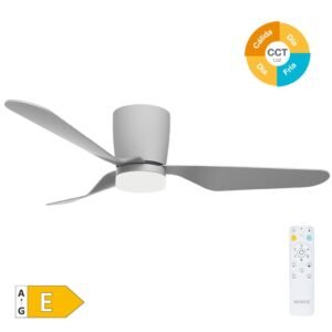 Ventilador techo Solesia con luz CCT regulable y mando Ø132 3 aspas DC Negro