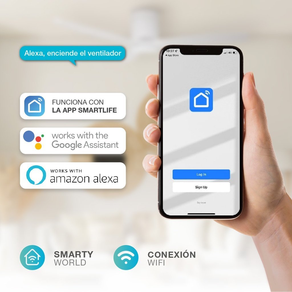 Ventilador techo inteligente Kasama con luz CCT regulable y mando Ø132 3 aspas DC Blanco - Imagen 8