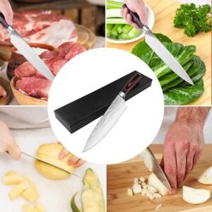 Cuchillo cocina profesional para chef de 20 cm,  cuchillo multiusos de acero inoxidable, hoja súper afilada con mango ergonómico, Cuchillos de Cocina