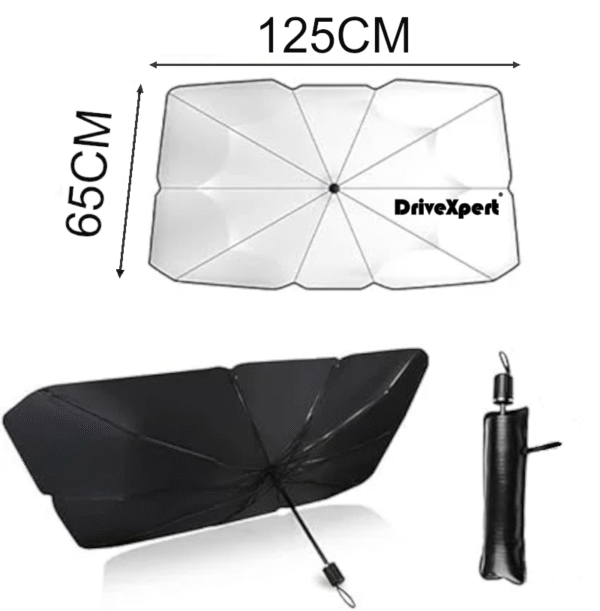 Parasol de Coche Tipo Paraguas – Protección UV 99% | Diseño Plegable Automático | Compatible con Coches, SUV y Furgonetas | Incluye Funda | Fácil de Usar y Guardar. Tamaño 125 x 65 cm - Imagen 3
